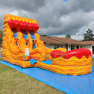Dual lane tobogan acuatico hinchable kids backyard party jumpers volcano lava <b>inflatable</b> water slide commercial - Product Image 1