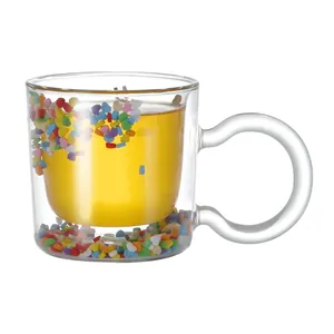 2 pack 8oz tazza a doppia parete in vetro borosilicato alto occhiali personalizzati tazza da caffè set da tè in vetro tazza intelligente tazza di vetro bicchieri da caffè