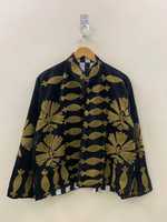 Blouson Bomber de Luxe en Velours Noir, Style Bohème Artisanal Ethnique, Vêtement d'Hiver Respirant à Séchage Rapide, Col en V, Vente en Gros B2B, Exportation