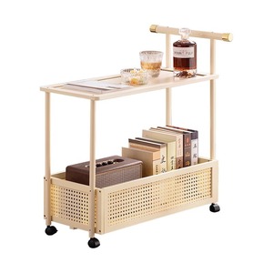Vintage-style coffee <b>table</b> trolley, multi-functional side <b>table</b> for <b>small</b> apartments, portable storage. - Product Image 5