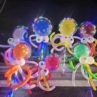Ballons ronds en TPU, ballons à bulles de dessin animé, 20 pouces, transparents, lumineux, ballons Bobo avec lumières LED, bâton décoratif