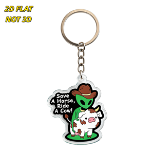 Save A Horse, Ride A Cow Alien & Kuh Acryl-Schlüsselanhänger, Humorvolles Western-Sci-Fi-<span class=keywords><strong>Mashup</strong></span> mit Cowboyhut-Alien, Gestanzter Anhänger - Product Image 1