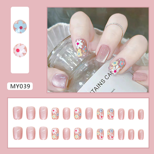 Ongles artificiels en ABS entièrement faits à la main, de haute qualité, réutilisables, à presser, design asiatique doux, couverture complète, longs ongles, art des ongles - Product Image 3