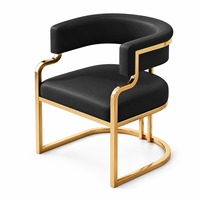 Fauteuil Zzl moderne avec structure en métal doré, revêtement en similicuir, accoudoirs incurvés, pour hôtel, bureau, réception, salon, espaces commerciaux