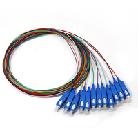 Paquete de 12 Fibras Ópticas Pigtail SC UPC LC APC Monomodo OS2 G657A 0.9mm 3mm PVC 1m 3m Codificadas por Colores Sin Revestimiento FTTH Personalizadas