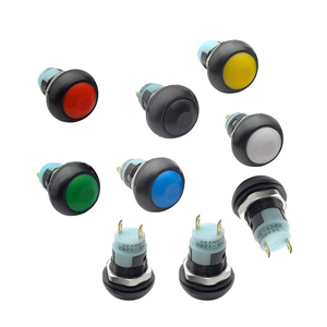 Interruptor de Botón Pulsador Mini Redondo de Plástico Impermeable PSB-33A de 12 mm y 2 Pines, Negro - Product Image 1