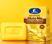 Savon éclaircissant ROUSHUN GLUTA-NIA, extra niacinamide, AHA BHA, anti-âge, éclaircissant, éliminateur de taches brunes, savon nettoyant pour le visage et le corps