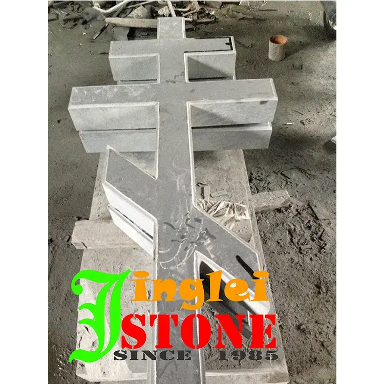 Disesuaikan kualitas yang lebih tinggi dipoles membakar semburan batu nisan salib mengukir headstone abu-abu monumen granit