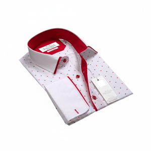 Point blanc Rouge Cou Hommes Chemise - Product Image 2
