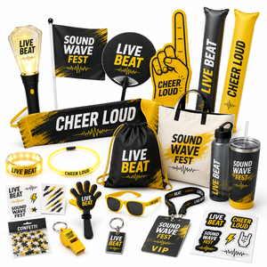 Custom Event Cheer Items Combo Set With LED Light Stick Hand Fan Foam Finger Flag For Concert Festival Support Supplies Kit - Product Image 1
