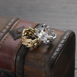 Vintage Woven Cuban <b>Ring</b>, Punk Thick Chain Men's and Women's <b>Couple</b> <b>Ring</b> - Product Image 2