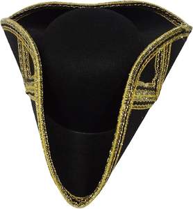 Sombreros de fiesta divertidos de Halloween Sombrero de tricornio de estilo colonial-Guerra revolucionaria Deluxe Sombrero de tricornio colonial - Product Image 6