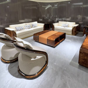 Chaise longue italienne <span class=keywords><strong>de</strong></span> luxe en <span class=keywords><strong>noyer</strong></span> contemporain en cuir rembourré doux confortable pour salon appartement villa - Product Image 3