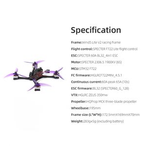 Nuevo Marco de Carreras Wind5 Lite V2 de 5 Pulgadas Positive X y Accesorios para un Rendimiento Óptimo FPV, Juego Completo, Distancia entre Ejes 195mm - Product Image 6