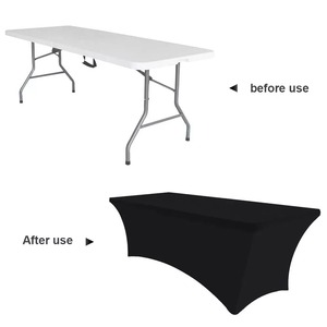 Custom Logo 6FT Elastic Printed <strong>Polyester</strong> <strong>Table</strong> Cover Portable Stretch Spandex <strong>Throw</strong> for Advertising Weddings Exhibitions - Product Image 3