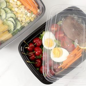 Rectangular Stackable BPA Free Food Grade PP Disposable Meal Prep <b>Containers</b> Lid Microwavable Freezable Dishwashable - Product Image 4