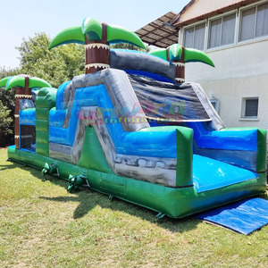Castillo inflable con temática tropical, combo de juegos inflables para fiestas al aire libre, pista de obstáculos inflable para adultos - Product Image 3