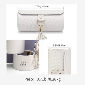 PU Leather Rotating Cylinder Jewelry Organizer With Suede Lining And Magnetic Closure For Necklaces And <b>Rings</b> - Product Image 4
