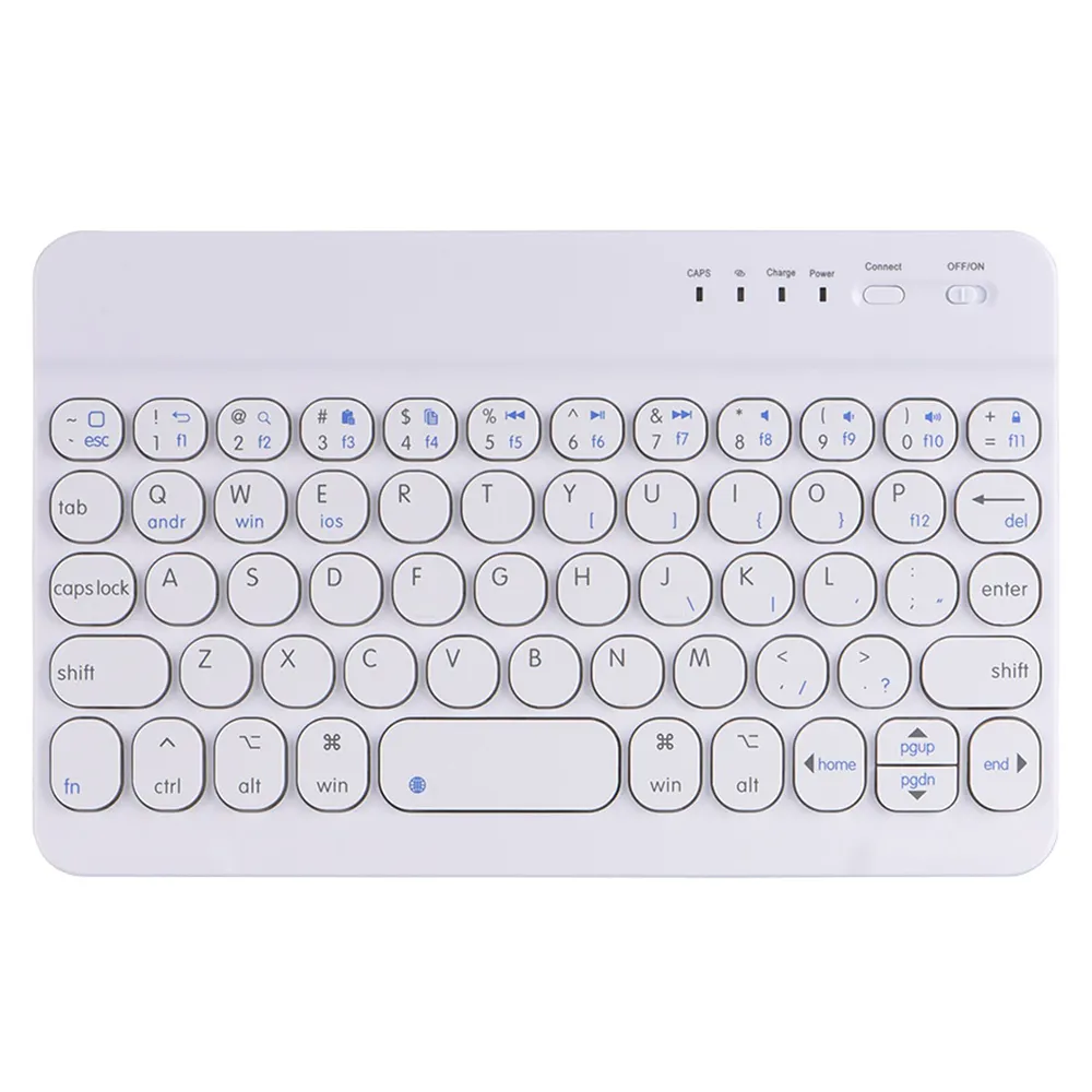 Pabrik Grosir Multi-warna 10 Inci Bluetooth Keyboard Retro Mesin Tik Tombol Bulat untuk Windows IOS Android Tablet Smartphone