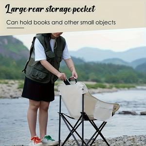 Silla de Playa Plegable Redonda Acolchada Tipo Plato, con Bolsillo Lateral, para Acampar, Hacer Senderismo y Pescar - Product Image 5