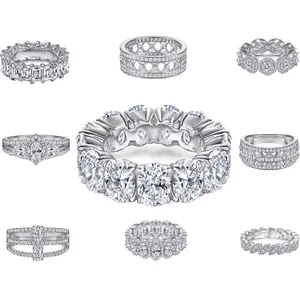 Joias de prata, joias de prata esterlina 925 sólida genuína cz diamante anéis de casamento para mulheres jóias de moda de noivado