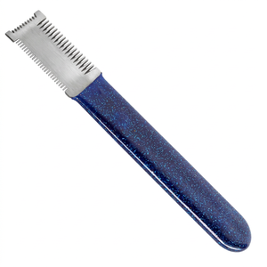 FLAMIA & JABZ Eco-Friendly Wood & Stainless Steel Dog Grooming Comb with Blue Sparkle Stripping Knife for Terrier Dogs - Product Image 1