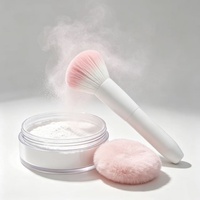 Kuas Makeup Wajah Bulu Sintetis Lembut Bergradasi Pink Berkualitas Tinggi untuk Kosmetik Bedak