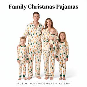 Pijamas Navideños Familiares Personalizados, Pijamas a Juego con Estampado Personalizado, Ropa de Algodón para Niños y Bebés, Ropa Familiar Navideña - Product Image 1
