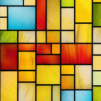 Panneaux d'art aux couleurs vives de style Mondrian, texture froissée, intercouche translucide, cloison décorative en verre pour séparateur de salon