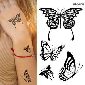 35 pz farfalla nera impermeabile tatuaggio adesivo temporaneo espressione Body <span class=keywords><strong>Art</strong></span> braccio tatuaggi finti per donna uomo da polso - Product Image 4