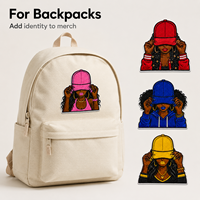 Lot de patchs brodés personnalisés tendance avec portrait de fille noire pour chapeaux, sacs à dos, cadeau de mode, fournisseur en gros, pack en vrac