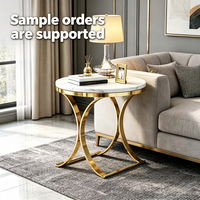 Table Basse Mobile de Luxe Moderne en Métal et Fer, Plateau en Pierre Frittée Durable, Idéale pour Salon, Canapé, Balcon – Meilleure Vente