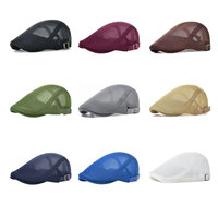 Gorra de Estilo Newsboy Unisex para Adultos, Malla Vintage, Bordado 3D, Ajustable, 100% Algodón, Transpirable, para Uso Casual de Verano al Aire Libre, con Espacio para Cola de Caballo