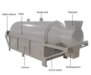 Machine de traitement de poudre de grain alimentaire Machine électrique de séchage de tambour d'acier au carbone de chauffage de gaz liquéfié d'essence naturelle