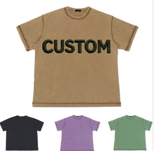 T-shirt surdimensionné personnalisé pour homme, imprimé floqué avec lettres, col rond, manches courtes, style décontracté, 100 % coton jersey - Product Image 1