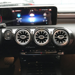 Cardimanson Center Console Panel Carbon Fiber Textured Piano Black For Mercedes-Benz A-Class CLA-Class W177 C118 - Product Image 3