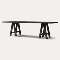 Table à manger rectangulaire en bois massif de style français de haute qualité personnalisée 6 places pour hôtels