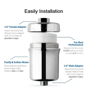 Easily Installation Shower Filter Vitamin C 15 Stage Revitalizing Shower Filter With Vitamin Fits All Shower Types