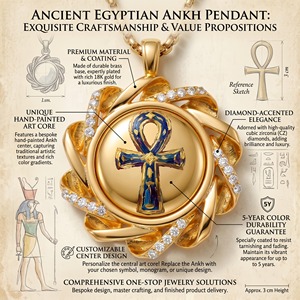 Colgante <span class=keywords><strong>de</strong></span> Cruz Ankh para Vitalidad, Llave <span class=keywords><strong>de</strong></span> <span class=keywords><strong>la</strong></span> Vida, Amuleto Egipcio para Joyería <span class=keywords><strong>de</strong></span> Yoga, Halo Eterno, Collar con Colgante Esmaltado al por Mayor - Product Image 2