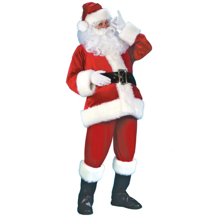 Ecoparty de Santa Claus traje Cosplay Santa Claus de lujo vestido de Navidad para los hombres 5 unids/lote traje para adultos