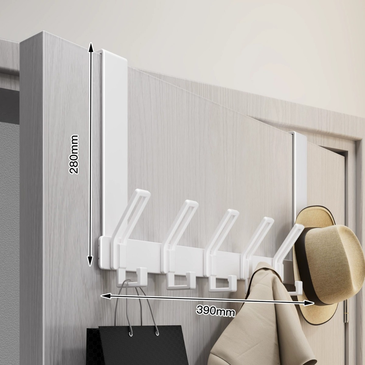 White 6-hook design - [Extra long arm 28cm]