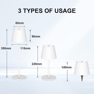 Lampada da Scrivania LED Antela a Batteria con Controllo Touch, Paralume Bianco, Design Minimalista, Portatile con Cavo USB-C, in Plastica ABS - Product Image 3