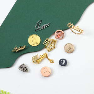 Logotipo personalizado Metal Nome Marca Segurança Pin Escavar Gold Letter Moda High-end Broche - Product Image 6