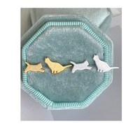 Pendientes de tuerca de cobre de lujo con orejas de gato, cepillados, exquisitos y versátiles, para fiestas y uso diario, joyería de moda para mujer OEM/ODM