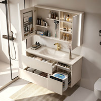 Kabinet Kamar Mandi Pintar yang Dipasang di Dinding dengan Mesin Cuci Mini Terintegrasi untuk Pakaian Dalam, Penyimpanan Laci Multi-Bagian untuk Apartemen.