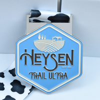 Médaille personnalisée en métal émaillé hexagonal, alliage de zinc, pour course de trail ultra, avec cordon imprimé