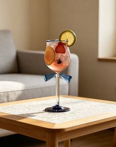 Offre Spéciale – Verre à vin bleu avec nœud, polyvalent pour jus et champagne, idéal pour mariages, fêtes, souvenirs d'entreprise, décoration de table, cadeau, <span class=keywords><strong>verrerie</strong></span> - Product Image 1