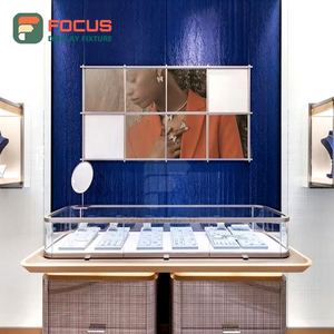 Vitrine de présentation de bijoux en verre de luxe, comptoir à bijoux en bois, présentoir de bijoux, vitrine haut de gamme avec éclairage LED - Product Image 3