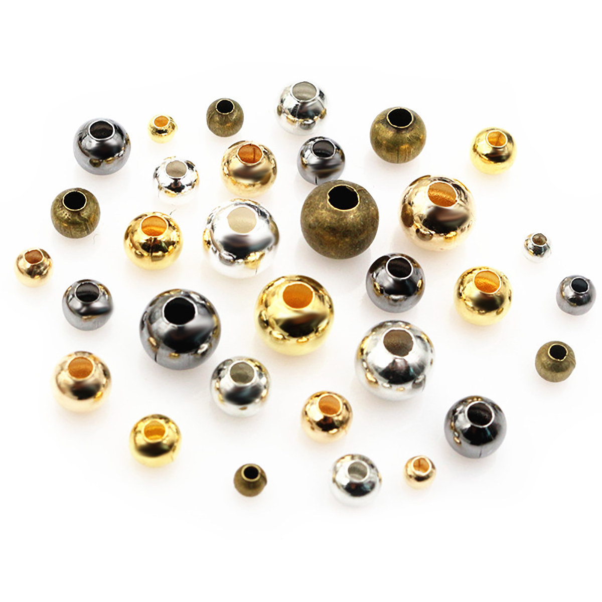 100-500pcs/lot Gold Copper Ball Crimp End Beads Dia 2 2.5