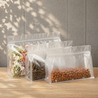 Sachet personnalisé à fond plat, transparent, refermable, mat, à huit soudures latérales, résistant à l'humidité, thermoscellable, avec fermeture éclair en plastique, pour épices et lait